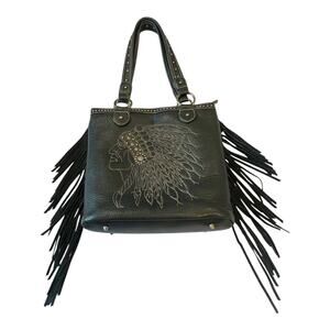 Montana West Indian Chief Leather Fringe Concealed Carry Shoulder Bag Purse